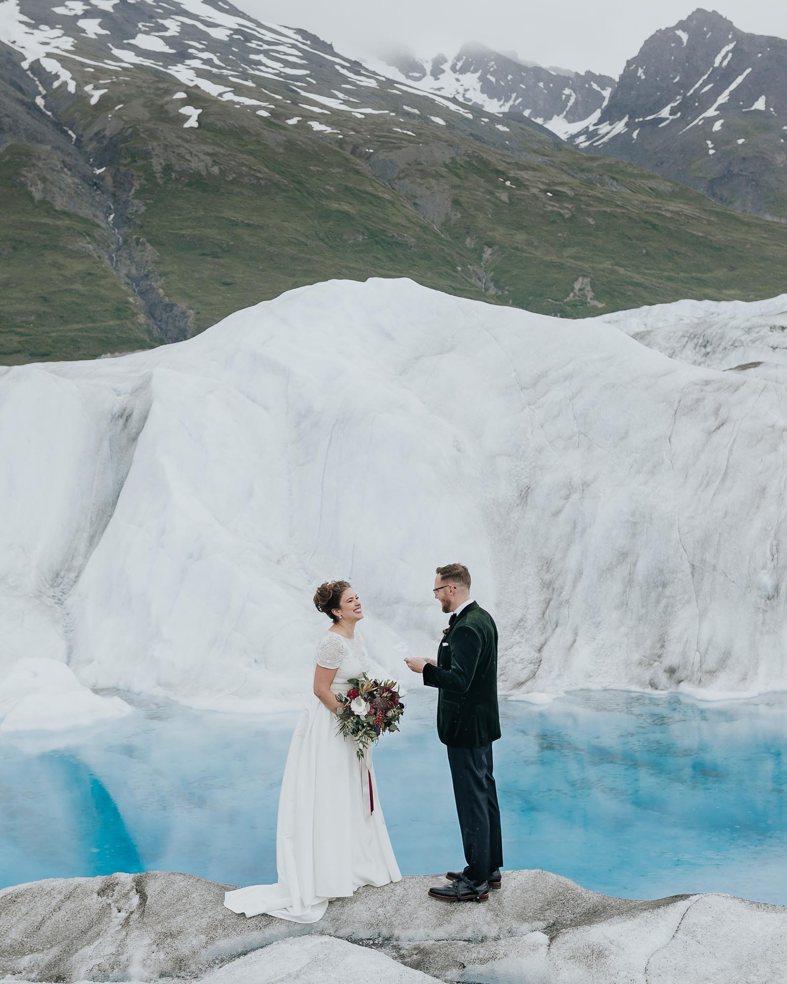 glacier helicopter elopement alaska wedding photographer