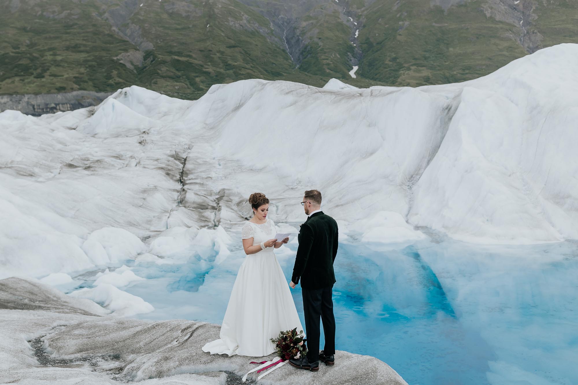 ceremony on glacier wedding alaska