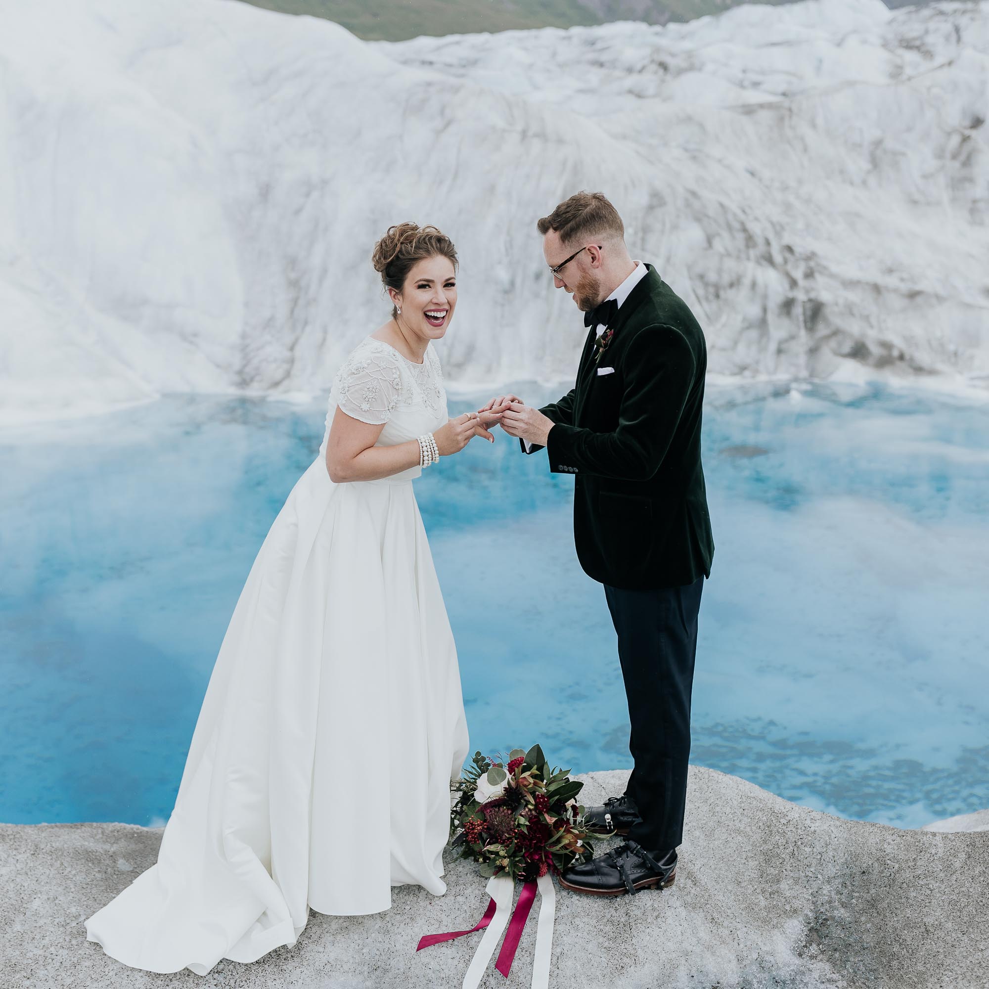 glacier helicopter elopement alaska wedding photographer ceremony
