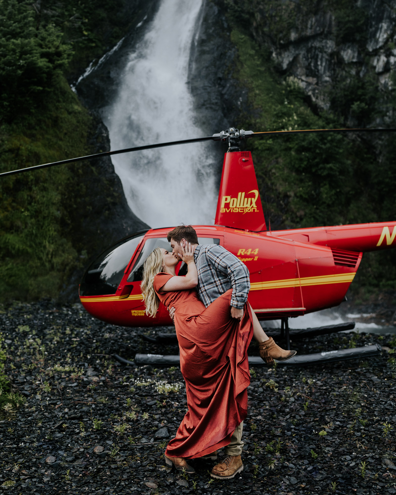 waterfall helicopter engagement alaska