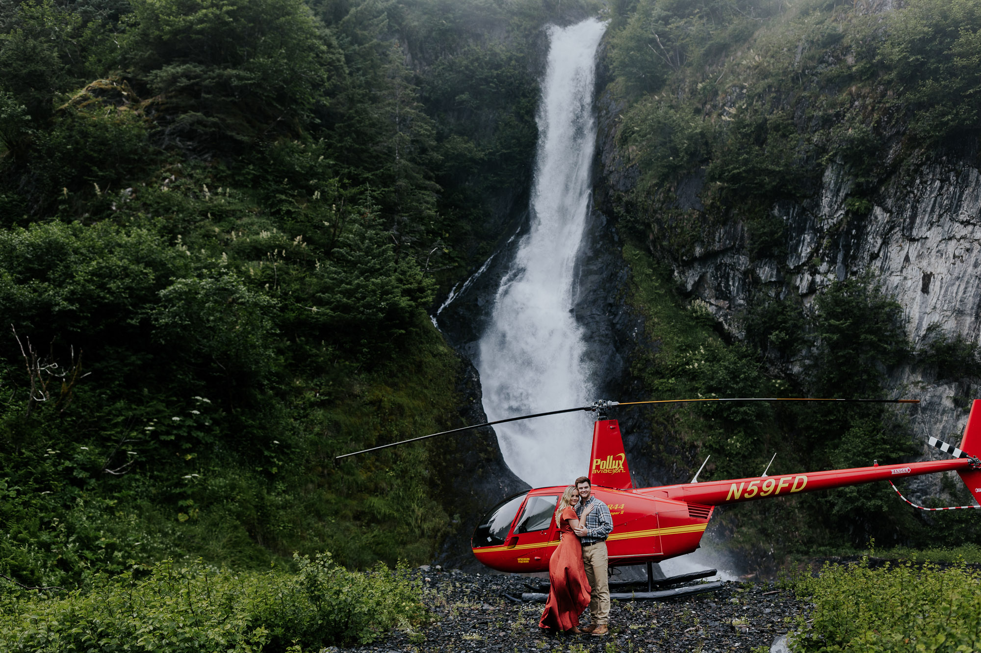 alaska engagement helicopter waterfall