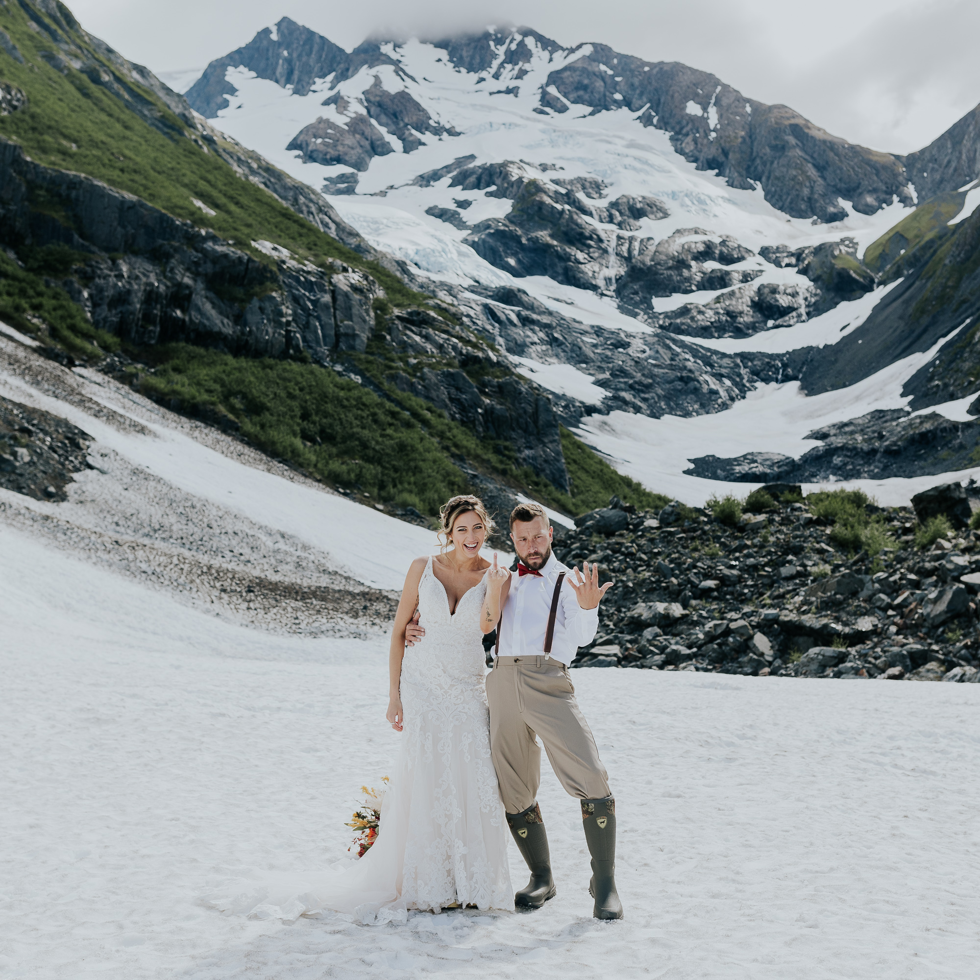 hiking elopement in alaska glacier wedding photographer