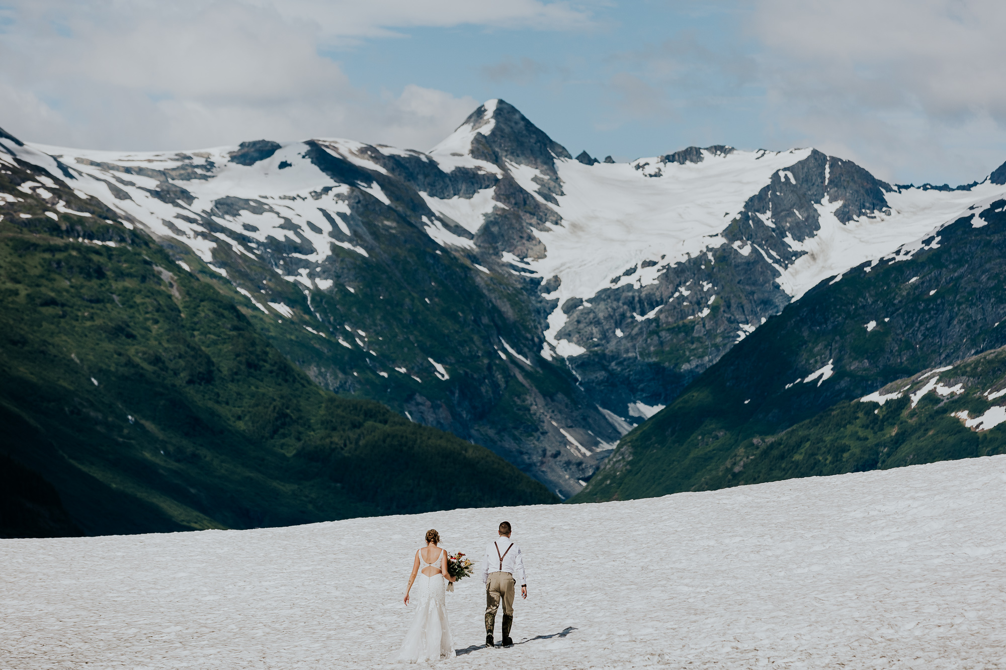 alaska glacier hiking elopement helicopter wedding ice mountains