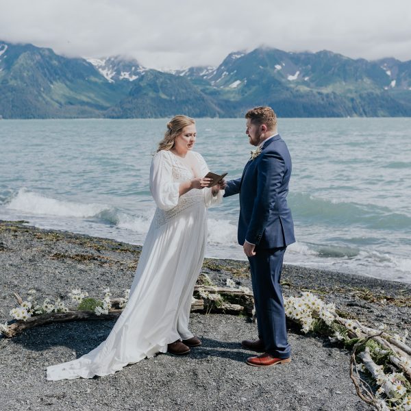 cabin elopement in seward alaska wedding