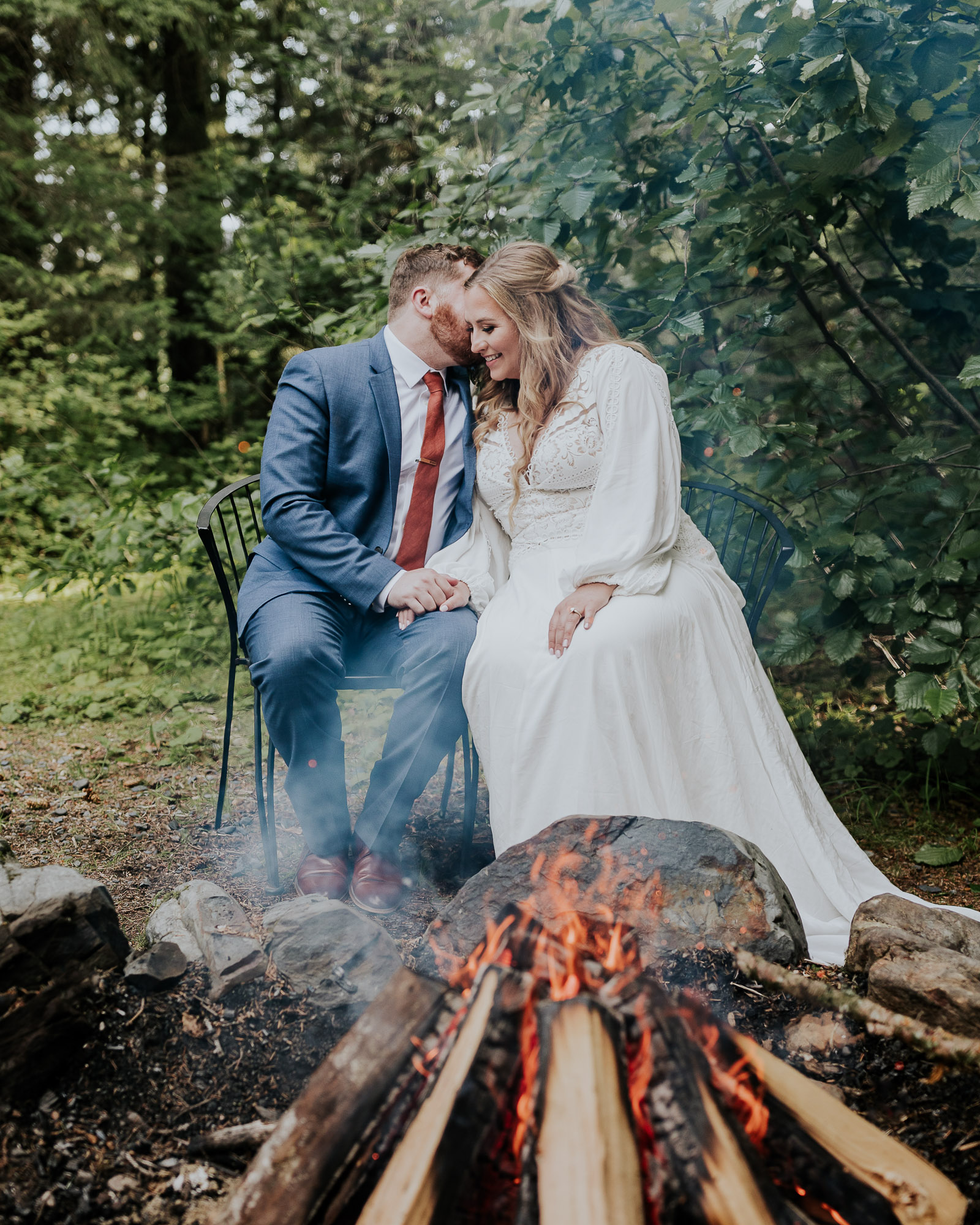cabin elopement in seward alaska wedding photographer campfire